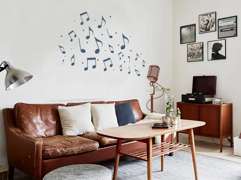 Sticker mural Partitions & Notes Retro Microphone résultat en situation Sticker Retro Microphone