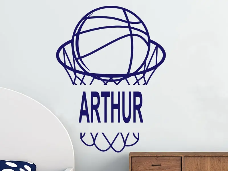 Autocolante Cesta e bola de basquetebol personalizável résultat en situation gros plan Autocolante Cesta e bola de basquetebol personalizável