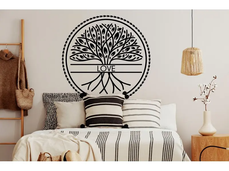 Sticker mural Stickers Arbre de vie Arbre de vie Texte à personnaliser résultat en situation Sticker Arbre de vie Texte à personnaliser