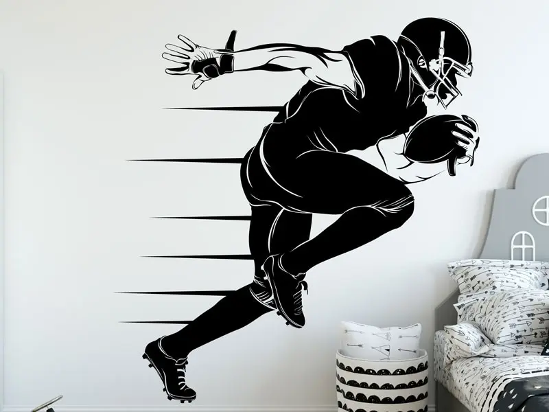 Sticker mural Autres Sports Silhouette Joueur Football Americain résultat en situation gros plan Sticker Silhouette Joueur Football Americain
