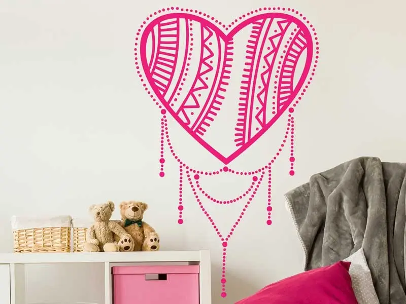 Sticker mural Autres Zen Coeur Boho résultat en situation gros plan Sticker Coeur Boho