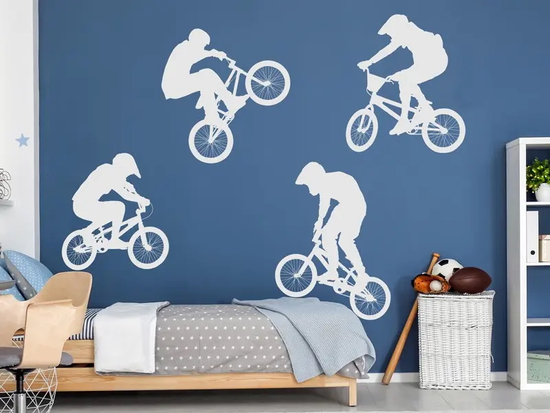 Sticker mural Pack 4 Vélo BMX Freestyle résultat en situation