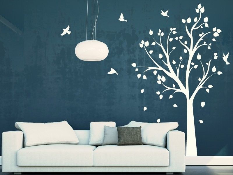 Sticker mural Arbre Oiseaux 3 résultat en situation