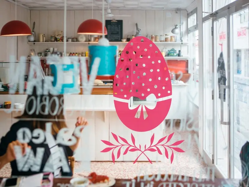 Sticker mural Pâques Oeuf de Pâques Floral résultat en situation Sticker Oeuf de Pâques Floral