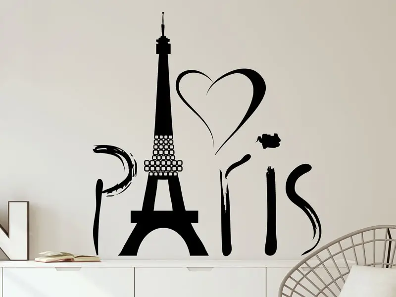 Sticker mural Autres Textes Love Paris résultat en situation gros plan Sticker Love Paris