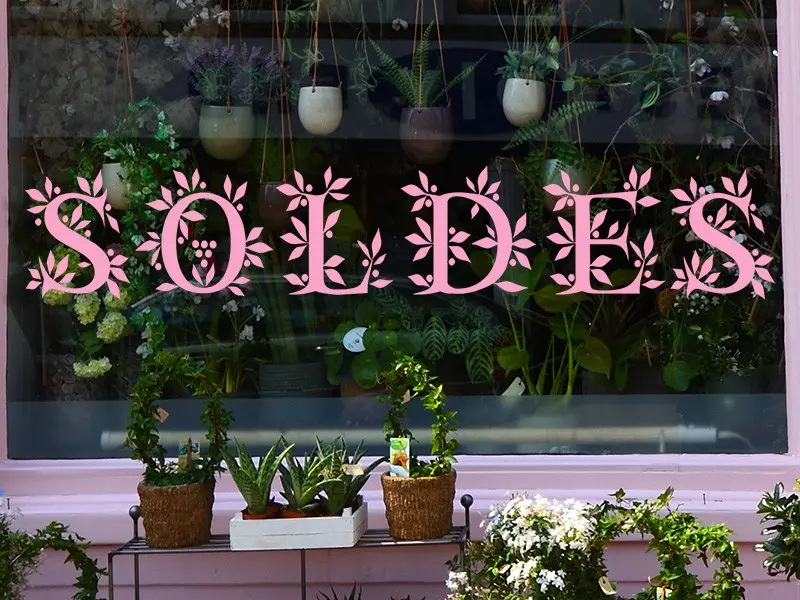 Sticker vitrine Soldes Fleurs 2