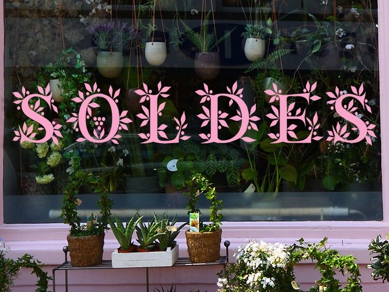 Sticker vitrine Soldes Fleurs 2