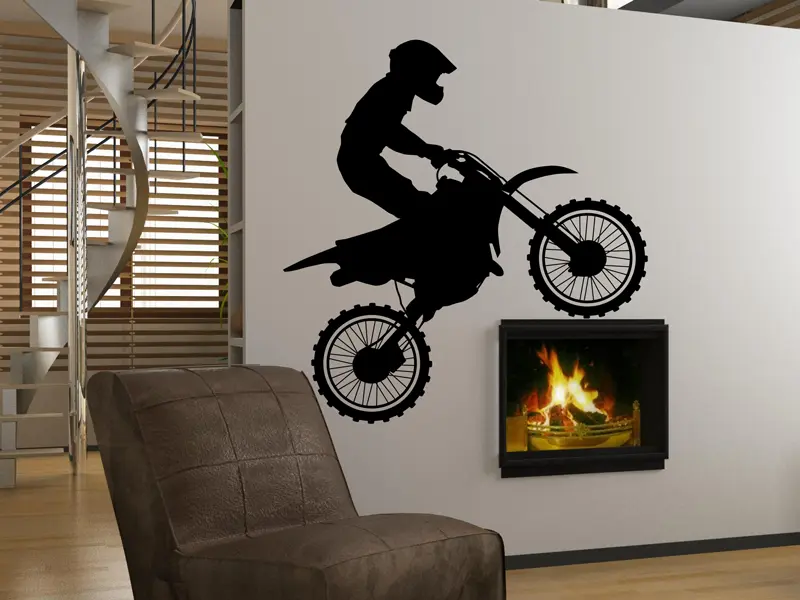 Sticker mural Auto & Moto Moto Cross 2 résultat en situation Sticker Moto Cross 2