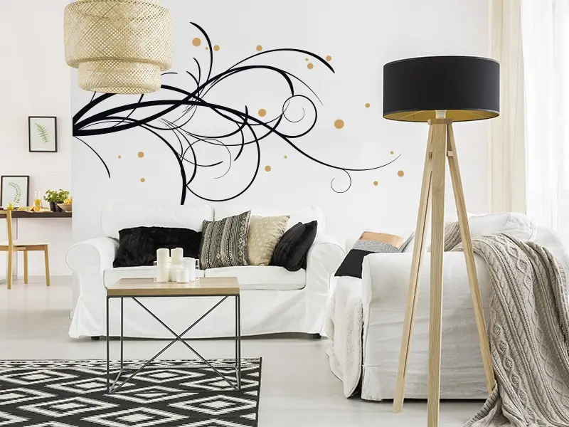 Sticker mural Stickers muraux fleurs Branche Ornement Abstrait résultat en situation Sticker Branche Ornement Abstrait