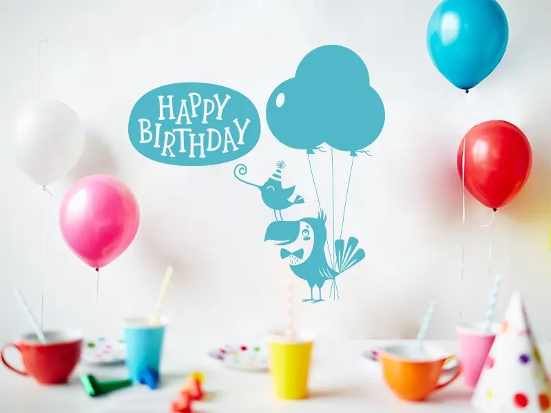 Autocolante Happy Birthday Toucan résultat en situation Autocolante Happy Birthday Toucan