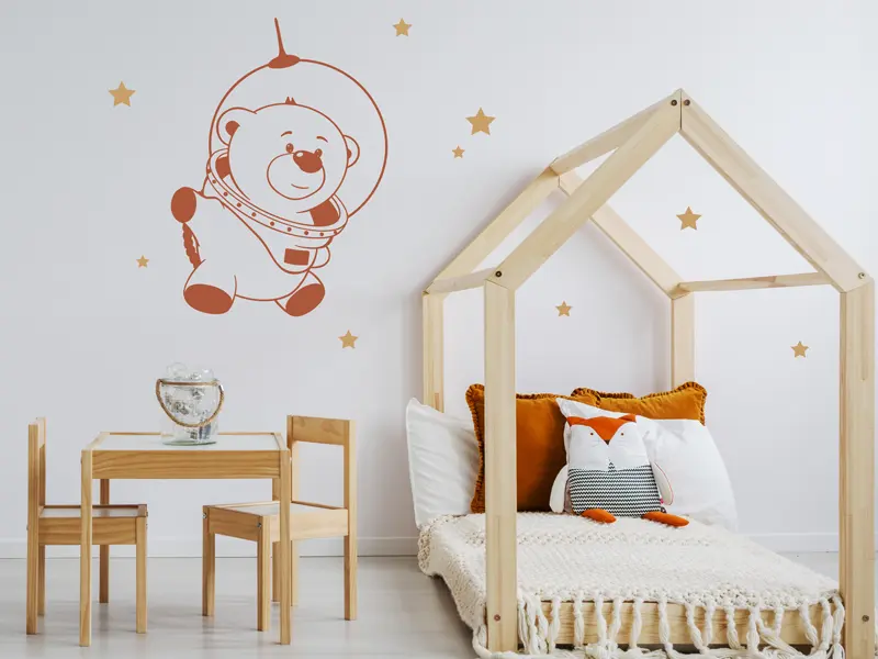 Sticker mural Espace Cosmonaute Ours résultat en situation Sticker Cosmonaute Ours