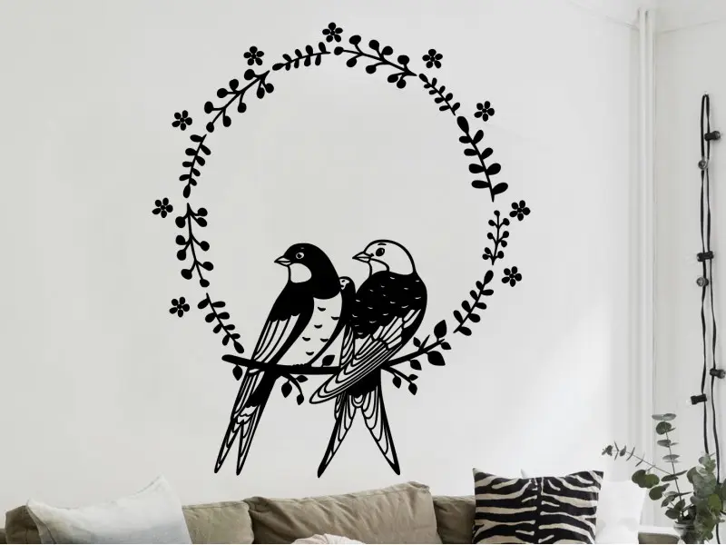 Sticker mural Stickers Oiseaux Hirondelles décoratifs résultat en situation gros plan Sticker Hirondelles décoratifs