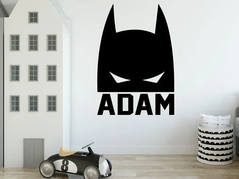 Sticker mural Chevaliers / Cowboys / Héros Masque Batman Personnalisable résultat en situation Sticker Masque Batman Personnalisable