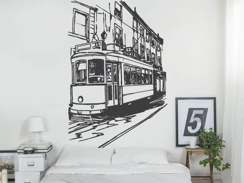 Sticker mural Vélo & Vintage Tramway résultat en situation Sticker Tramway