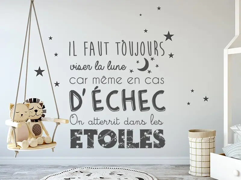 Sticker mural Citations Citation Viser la Lune résultat en situation Sticker Citation Viser la Lune