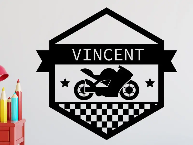 Sticker mural Auto & Moto Moto Personnalisable résultat en situation gros plan Sticker Moto Personnalisable