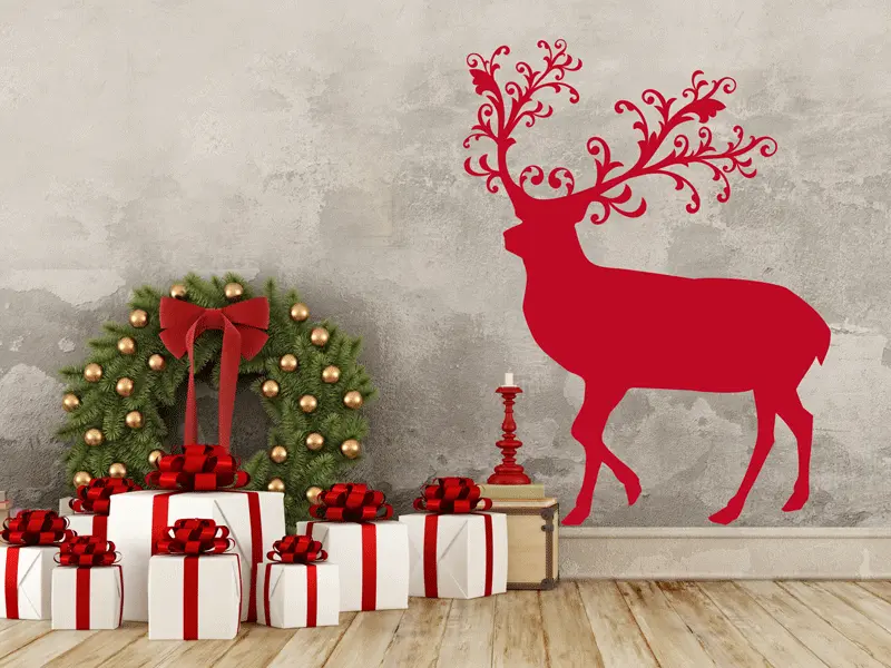 Sticker mural Noël Renne de Noël résultat en situation Sticker Renne de Noël