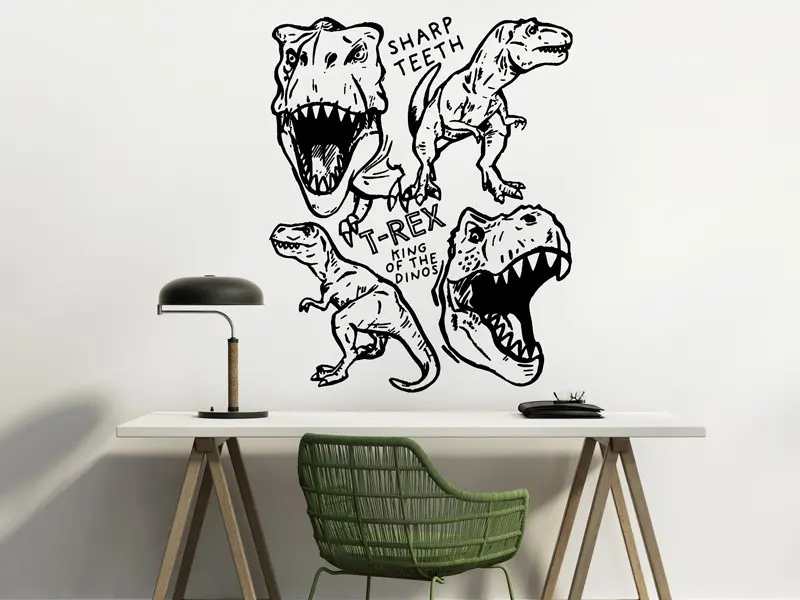 Sticker mural Dinosaures Dinosaures T-Rex 3 résultat en situation Sticker Dinosaures T-Rex 3