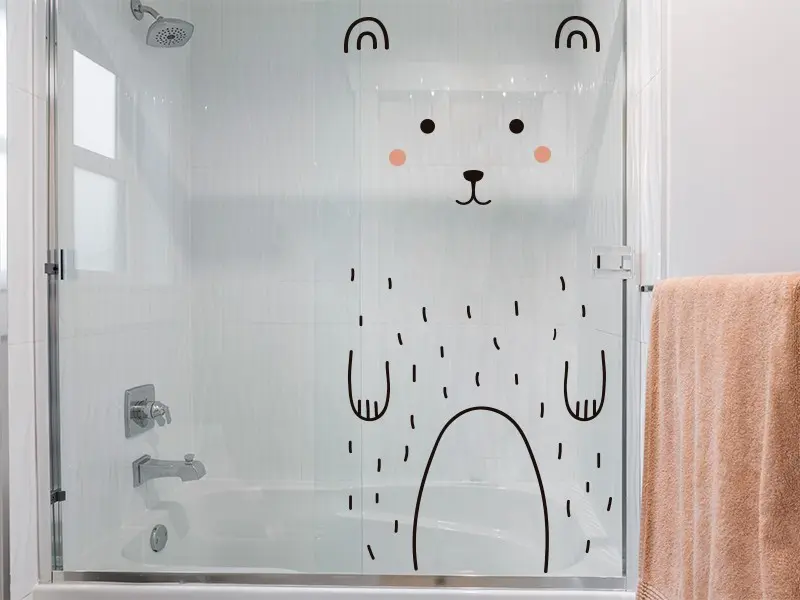 Sticker mural Portes Petit Ours à la Porte résultat en situation Sticker Petit Ours à la Porte