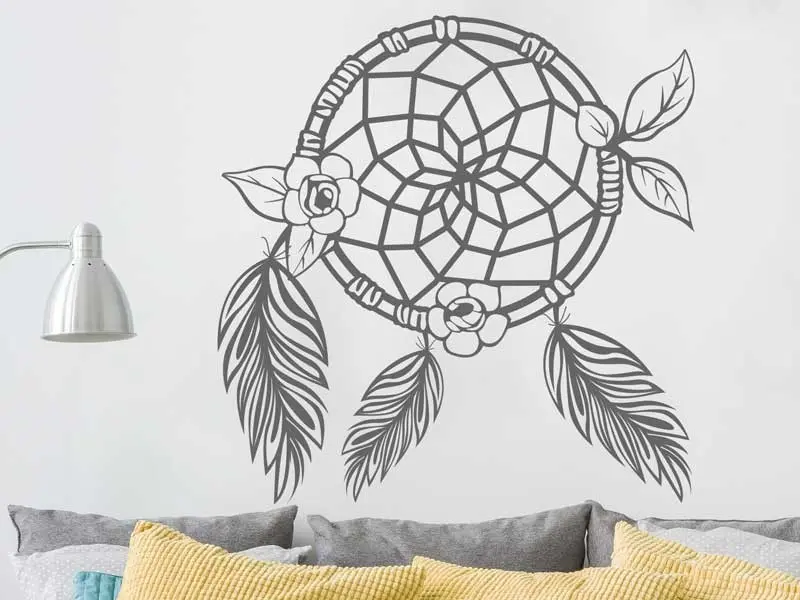 Autocolante Caçador de Sonhos Penas résultat en situation gros plan Autocolante Caçador de Sonhos Penas