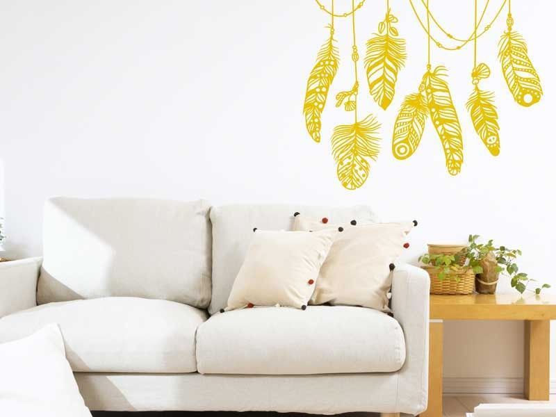 Sticker mural Plumes Boho résultat en situation