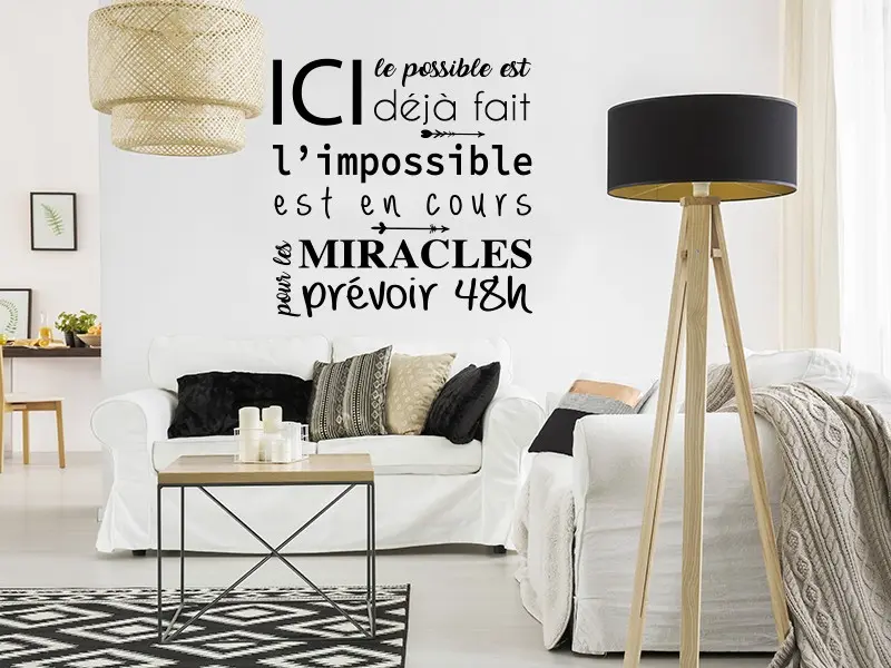 Sticker mural Motivation Citation L'Impossible est en cours résultat en situation Sticker Citation L'Impossible est en cours