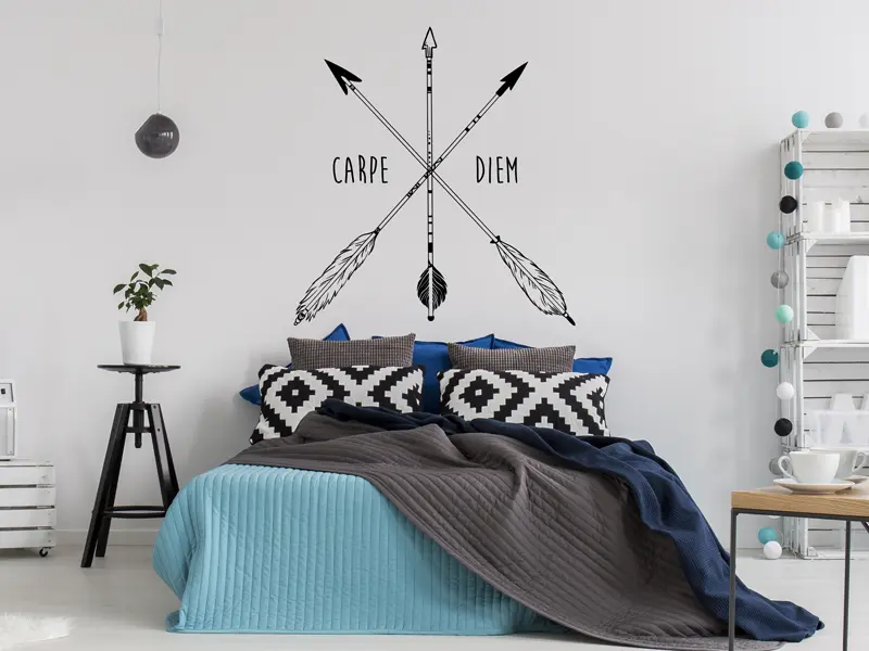 Sticker mural Prénoms Flêches Boho Personnalisé résultat en situation Sticker Flêches Boho Personnalisé