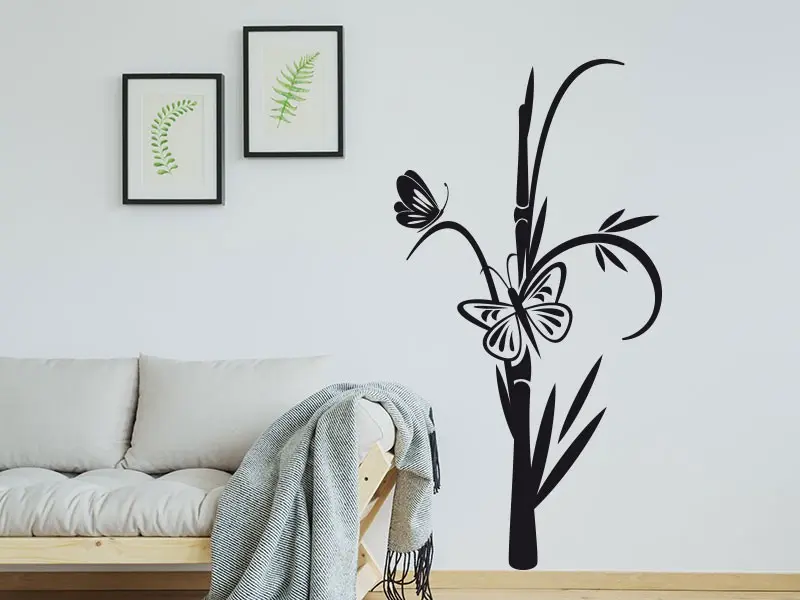 Sticker mural Stickers muraux fleurs Floral Papillon résultat en situation Sticker Floral Papillon