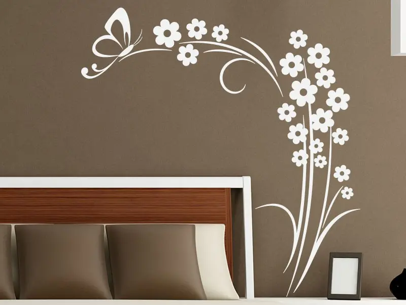 Sticker Floral Marguerites Papillon