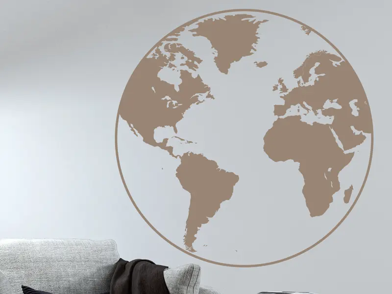 Autocolante Globo Terrestre résultat en situation gros plan Autocolante Globo Terrestre
