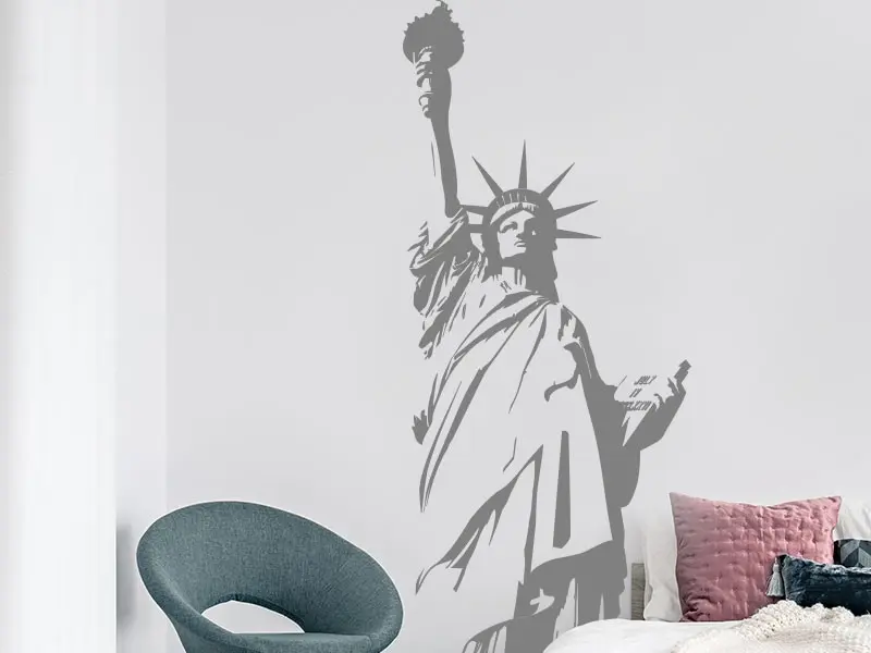 Sticker mural Emblèmes - Capitales Statue de la Liberté résultat en situation gros plan Sticker Statue de la Liberté