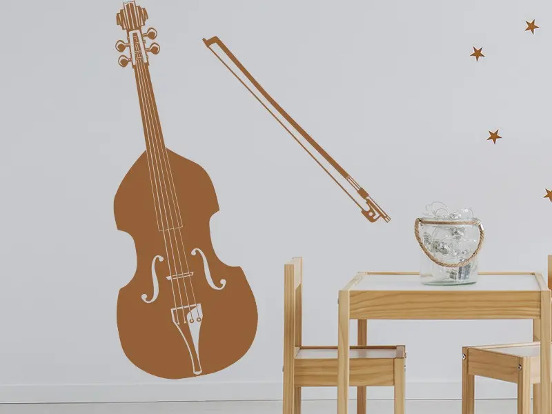 Sticker mural Instruments Instrument Contrebasse résultat en situation gros plan Sticker Instrument Contrebasse