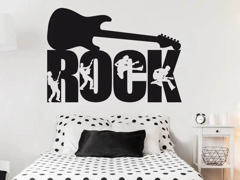 Sticker mural Instruments Guitare Rock 2 résultat en situation Sticker Guitare Rock 2