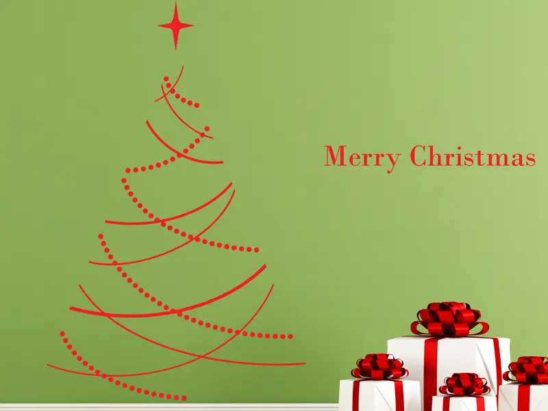 Sticker mural Noël Sapin de Noël Classique résultat en situation gros plan Sticker Sapin de Noël Classique