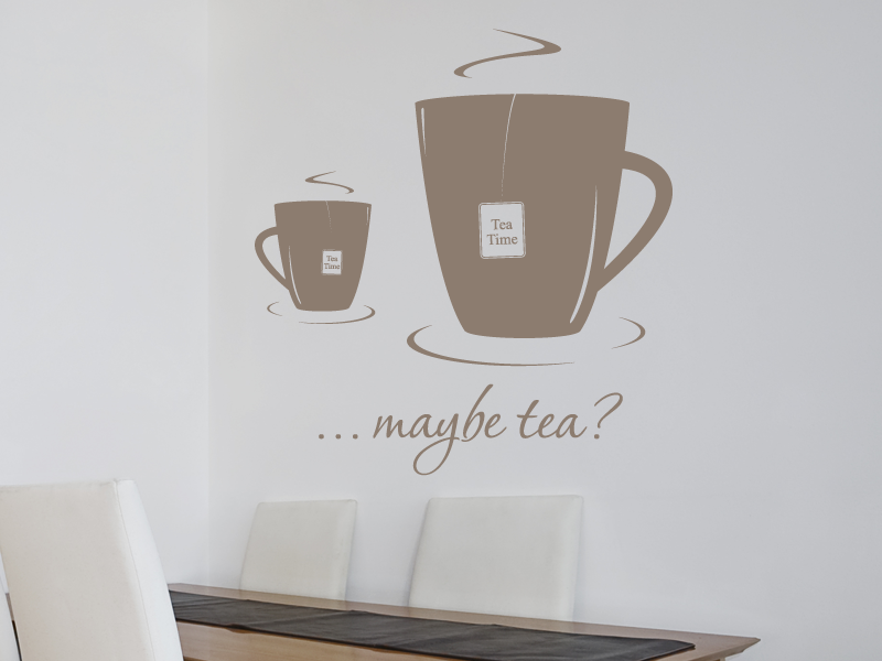 Sticker mural Maybe Tea? résultat en situation