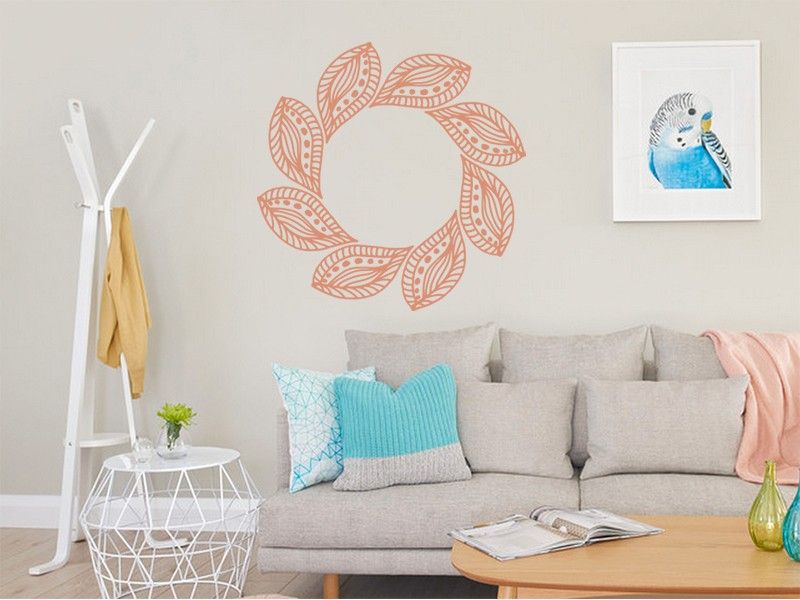 Sticker mural Feuilles Mandala résultat en situation