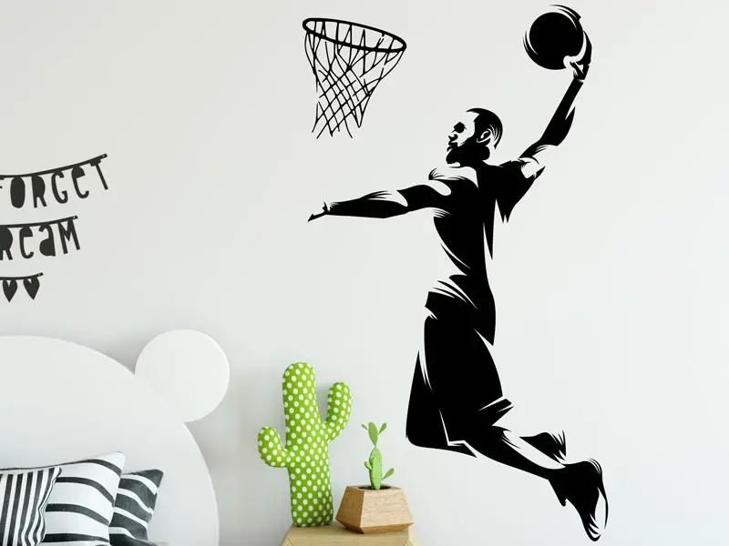 Sticker mural Autres Sports Silhouette Joueur de Basket résultat en situation gros plan Sticker Silhouette Joueur de Basket