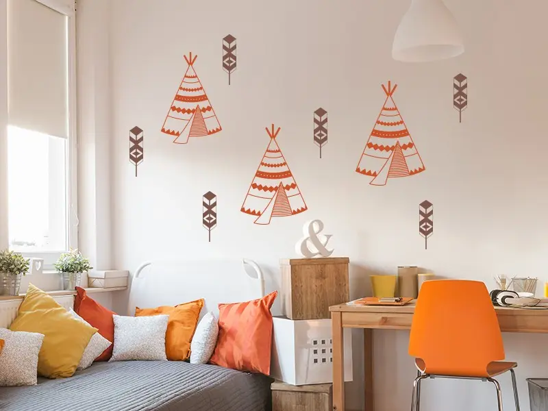 Sticker mural Frises - Pack Pack Tentes Indienne résultat en situation Sticker Pack Tentes Indienne