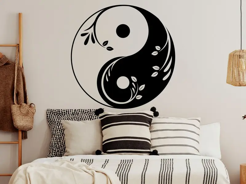 Autocolante de parede Yin-Yang Floral 4 Autocolante de parede Yin-Yang Floral 4