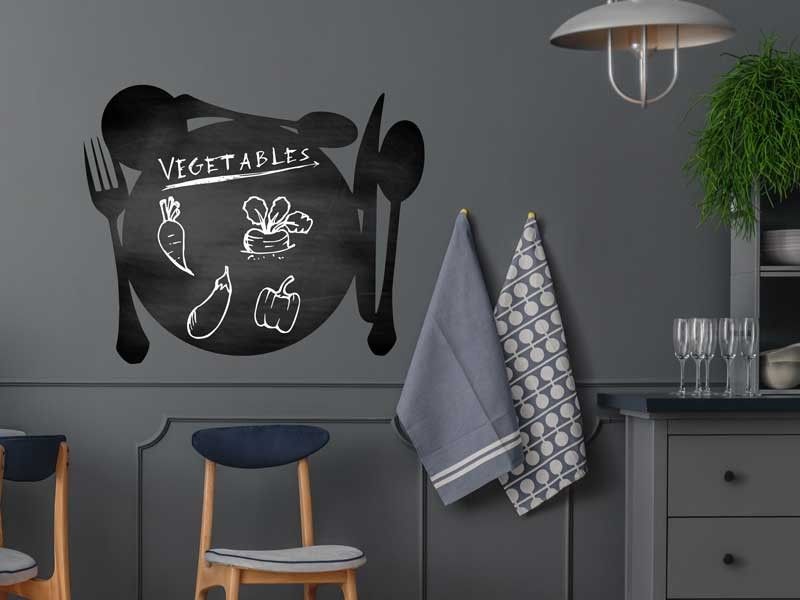 Sticker mural Ardoise Assiette résultat en situation
