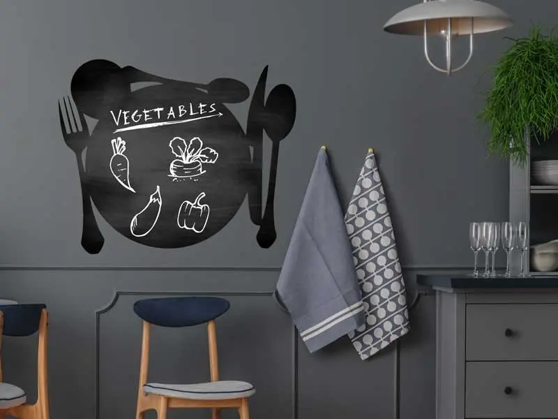 Sticker mural Stickers Ardoises Ardoise Assiette résultat en situation Sticker Ardoise Assiette