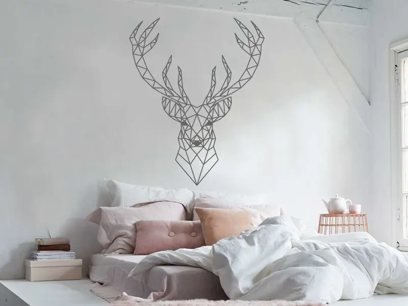Sticker mural Origami - Géométrie Cerf Géométrique 2 résultat en situation Sticker Cerf Géométrique 2