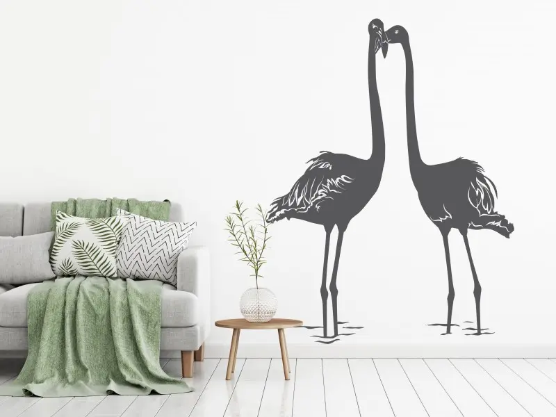 Sticker mural Stickers Oiseaux Flamants résultat en situation Sticker Flamants