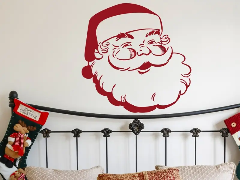 Sticker mural Noël Père Noël résultat en situation gros plan Sticker Père Noël