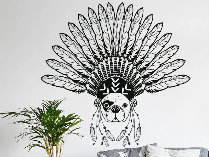 Sticker mural Stickers Animaux Bouledogue Indien Boho résultat en situation gros plan Sticker Bouledogue Indien Boho