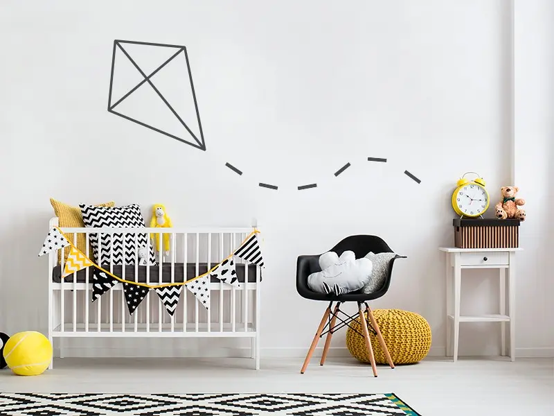 Sticker mural Origami - Géométrie Cerf-Volant Géométrique résultat en situation Sticker Cerf-Volant Géométrique