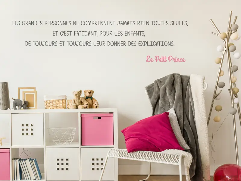 Sticker mural Petit Prince Citation Petit Prince 2 résultat en situation Sticker Citation Petit Prince 2
