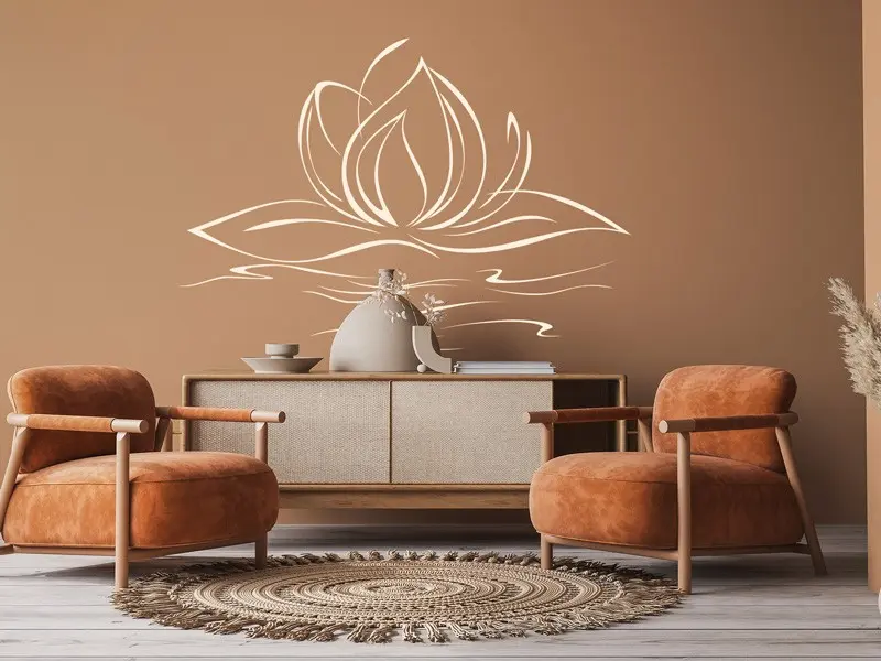 Sticker mural Stickers muraux fleurs Fleur de Lotus résultat en situation Sticker Fleur de Lotus