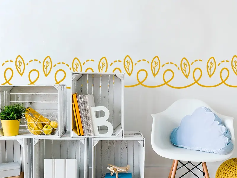 Sticker mural Stickers Frises Frise Petites Feuilles résultat en situation Sticker Frise Petites Feuilles