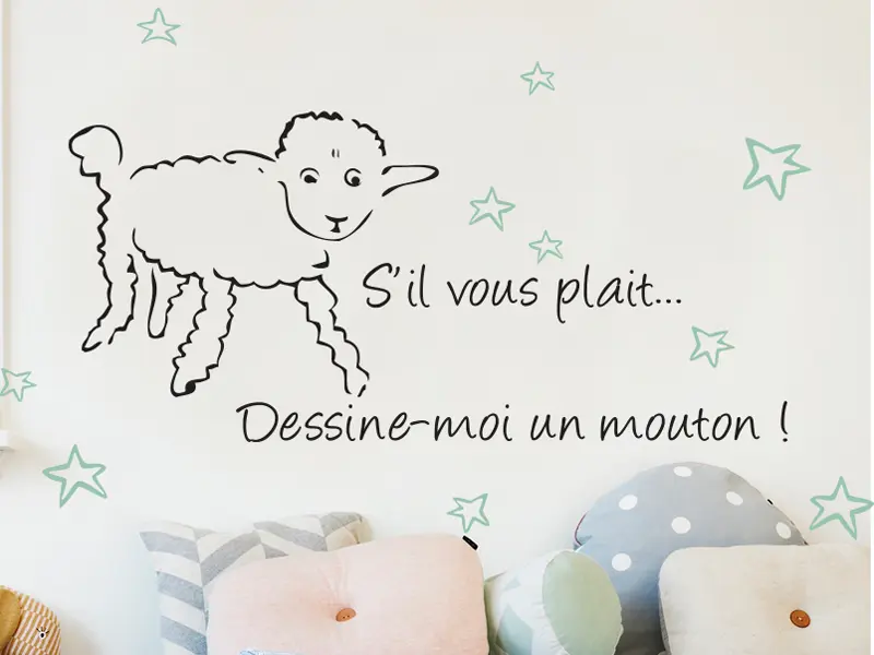 Autocolante Desenha-me um Carneiro! résultat en situation gros plan Autocolante Desenha-me um Carneiro!